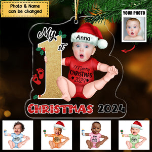 2024 New Release - Personalized Custom Acrylic Ornament from Photo - Baby Onesie - My First Christmas