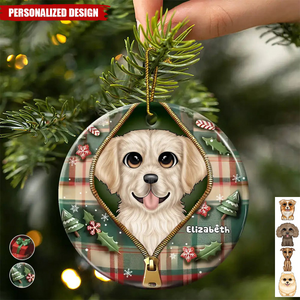 2024 New Release Christmas Dog-Personalized Circle Ceramic Ornament