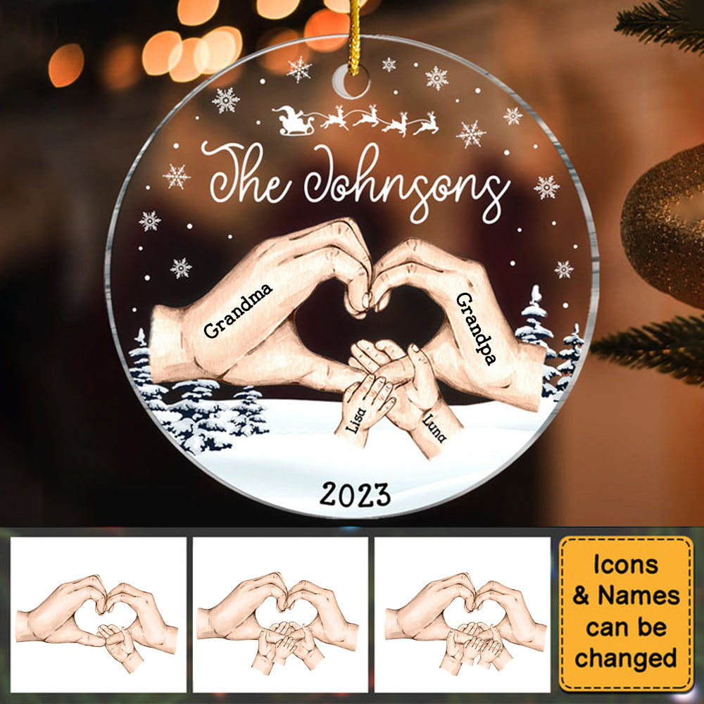 Family Hands Christmas Circle Ornament