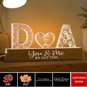 Couple Initials Birth Month Flower Anniversary Gift Personalized Acrylic Block LED Night Light