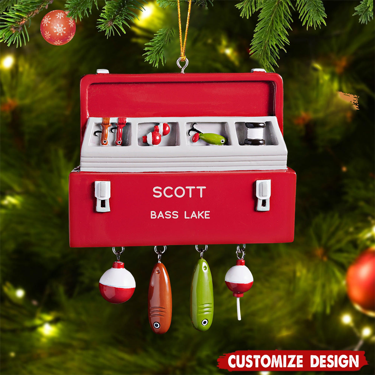 Personalized Fishing Tackle Box Christmas Ornament -  Gift For Fishing Lovers