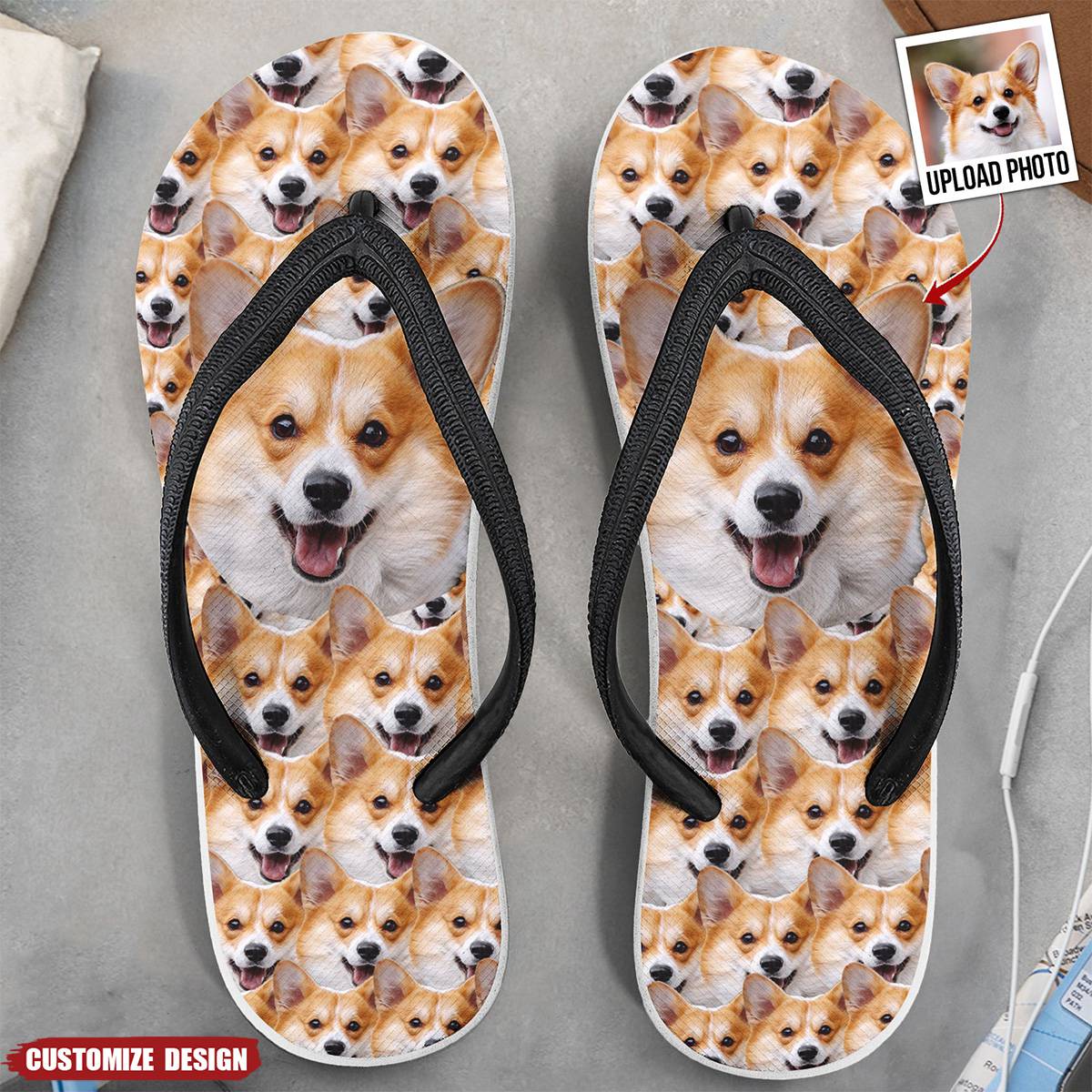 Custom Photo Funny Summer Gift - Personalized Photo Flip Flops