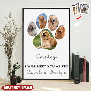 Personalized Memorial Dog Paw Photo Collage Poster