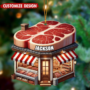 Personalized Butcher Shop Christmas Ornament - 2024 New Release Unique Holiday Ornament for Meat Lovers and Foodies