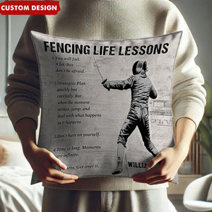 Personalized Fencing Life Lessons Pillow-Gift For Fencing Lovers