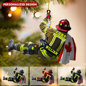 2024 New Release Personalized US/CA Firefighter Name & Department Car Hanging Ornament And Christmas Ornament