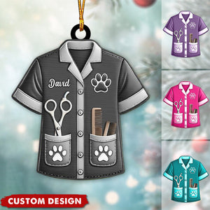 Personalized Dog Cat Pet Groomer Uniform Christmas Ornament, Gift For Groomer - 2024 New Release