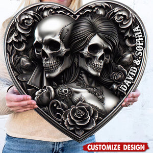 Personalized Gifts For Couple Metal Sign Skull Couple