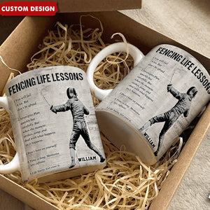 Personalized Fencing Life Lessons Mug-Gift For Fencing Lovers