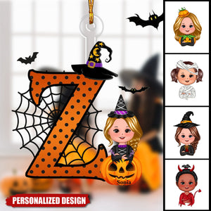 Personalized Cartoon Character Pumpkin Ornament with Initial & Name Halloween Party Favors Gift for Kids