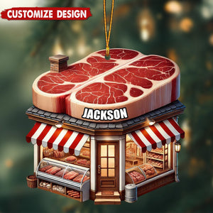 Personalized Butcher Shop Christmas Ornament - 2024 New Release Unique Holiday Ornament for Meat Lovers and Foodies