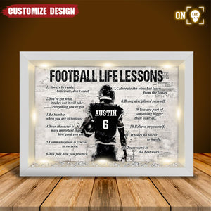 Personalized American Football Life Lessons Shadow Box - Gift For American Football Lovers