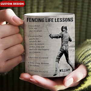 Personalized Fencing Life Lessons Mug-Gift For Fencing Lovers