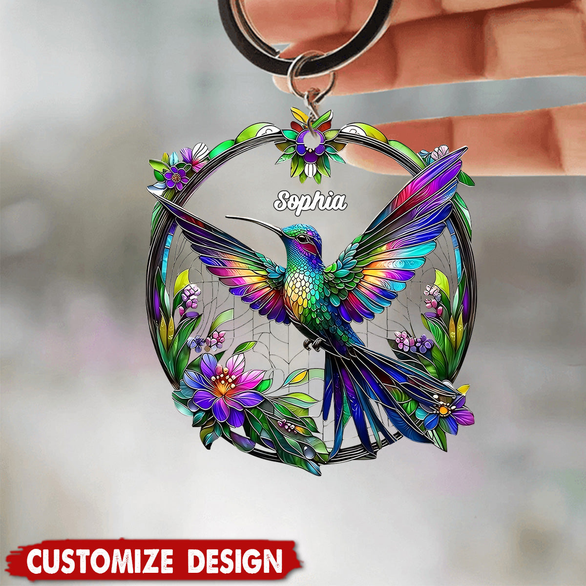 Beatiful Hummingbird - Personalized Bird Acrylic Keychain