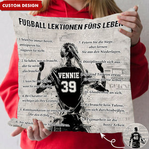 Personalisiertes Fußball-Lebenslektionskissen-Geschenk für Fußballliebhaber