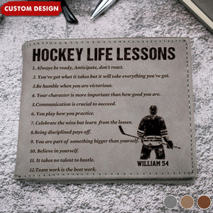 Personalized Hockey Leather Wallet - Gift Hockey Lovers