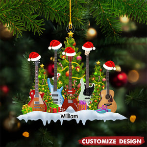 Personalized Christmas Guitar Ornament - Gift For Guitar Lovers - 2024 New Release