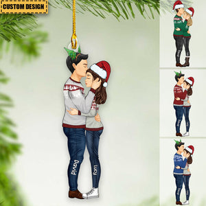 Personalized Hugging Couple Christmas Ornament - Gift For Couples