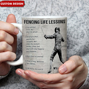 Personalized Fencing Life Lessons Mug-Gift For Fencing Lovers