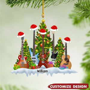 Personalized Christmas Guitar Ornament - Gift For Guitar Lovers - 2024 New Release