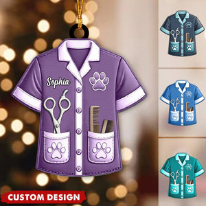 Personalized Dog Cat Pet Groomer Uniform Christmas Ornament, Gift For Groomer - 2024 New Release