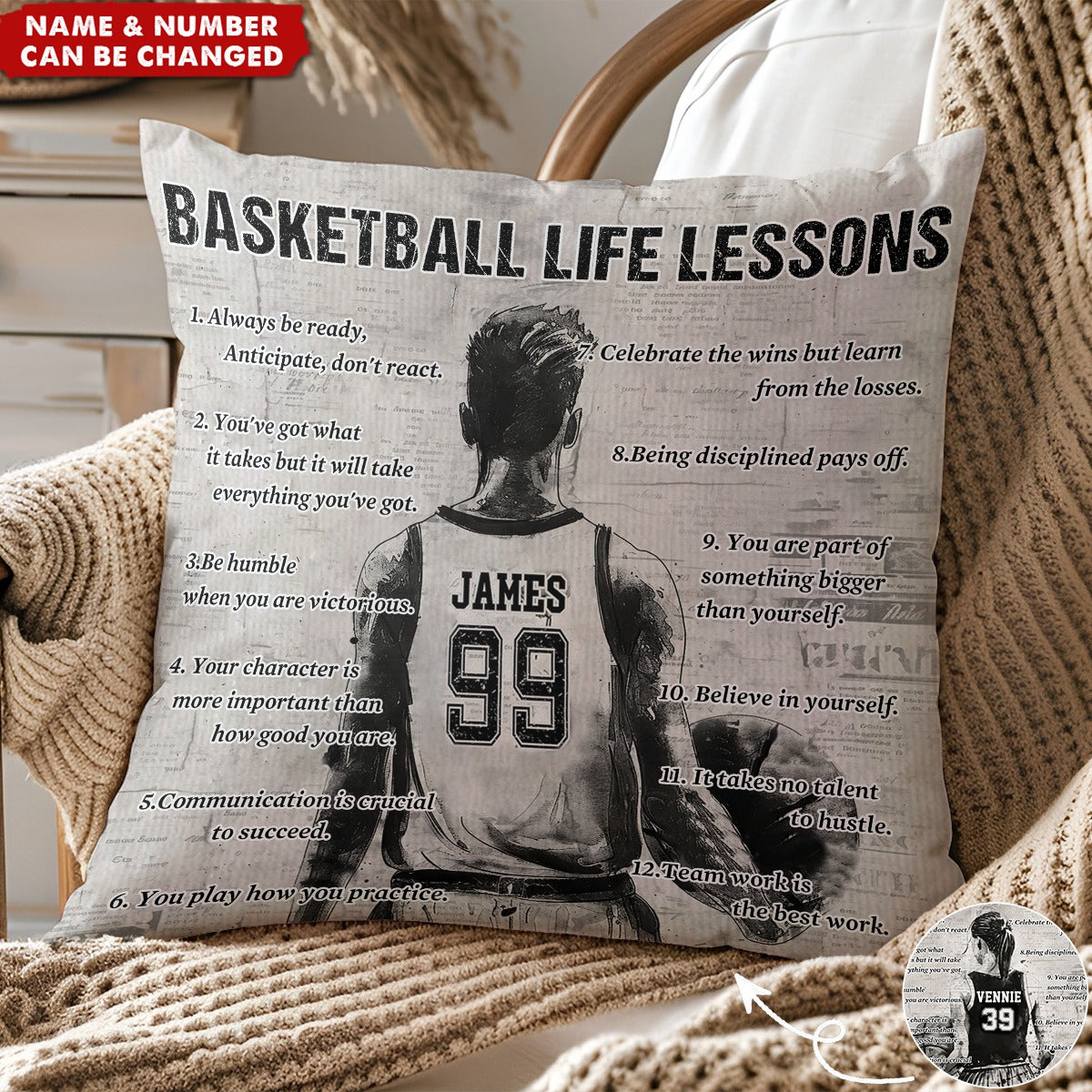 Personalized Basketball Life Lessons Pillow-Gift For Basketball Lovers