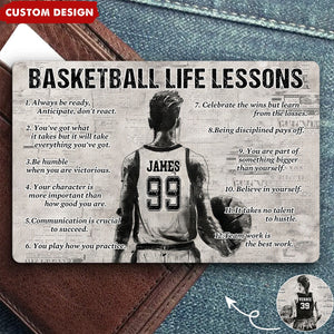 Personalized Basketball Life Lessons Wallet Card - Gift For Basketball Lovers