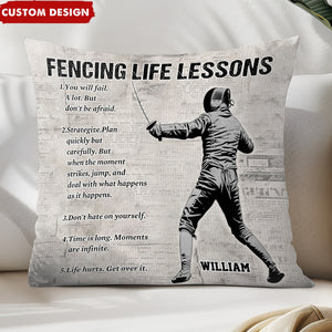 Personalized Fencing Life Lessons Pillow-Gift For Fencing Lovers