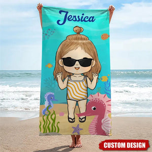 Summer, Beach, Pool, Travel - Personalized Girl Boy Beach Towel