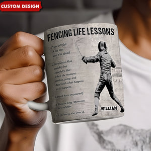 Personalized Fencing Life Lessons Mug-Gift For Fencing Lovers