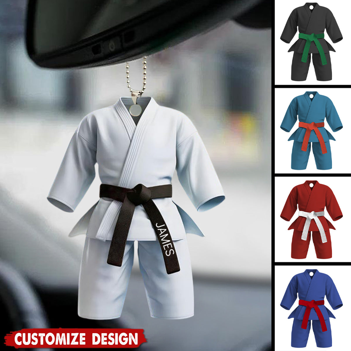 Black Belt Personalized Car Ornament - Gift For Karate,Jiu-Jitsu Lovers