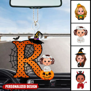 Personalized Cartoon Character Pumpkin Ornament with Initial & Name Halloween Party Favors Gift for Kids