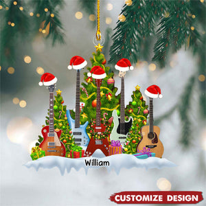 Personalized Christmas Guitar Ornament - Gift For Guitar Lovers - 2024 New Release