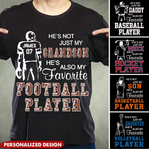 He's Not Just My Grandson He's Favorite Football Player - Personalized T-Shirt