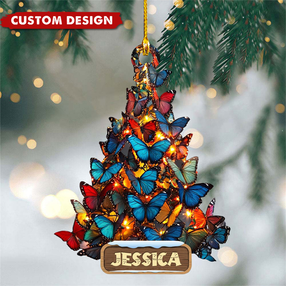 Personalized Butterfly Christmas Ornament- Gift For Butterfly Lovers - 2024 New Release