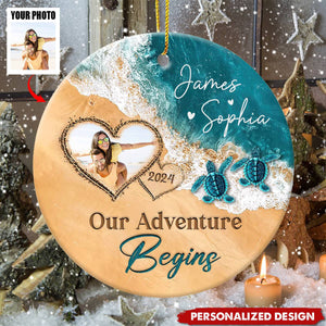 The Year We Became Mr & Mrs – Personalized Beach Christmas Ceramic Ornaments Gift For Couple