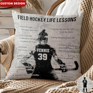 Personalized Field Hockey Life Lessons Pillow-Gift For Field Hockey Lovers