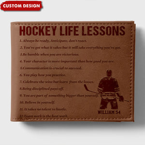 Personalized Hockey Leather Wallet - Gift Hockey Lovers