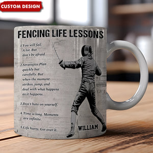 Personalized Fencing Life Lessons Mug-Gift For Fencing Lovers