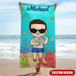 Summer, Beach, Pool, Travel - Personalized Girl Boy Beach Towel