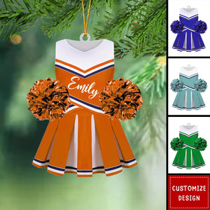 Personalized Cheerleading Pom pom Girl Christmas Ornaments