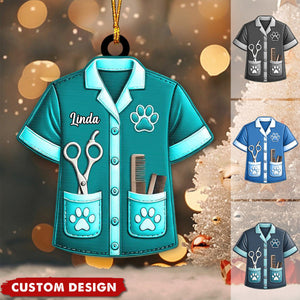 Personalized Dog Cat Pet Groomer Uniform Christmas Ornament, Gift For Groomer - 2024 New Release