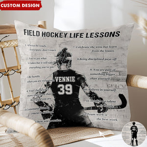 Personalized Field Hockey Life Lessons Pillow-Gift For Field Hockey Lovers