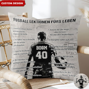 Personalisiertes Fußball-Lebenslektionskissen-Geschenk für Fußballliebhaber