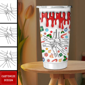 Mom, You Hold Our Hands And Our Hearts - Personalized Custom 3D Inflated Effect Tumbler