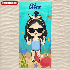 Summer, Beach, Pool, Travel - Personalized Girl Boy Beach Towel