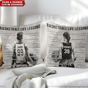 Personalized Basketball Life Lessons Pillow-Gift For Basketball Lovers