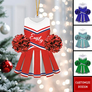 Personalized Cheerleading Pom pom Girl Christmas Ornaments