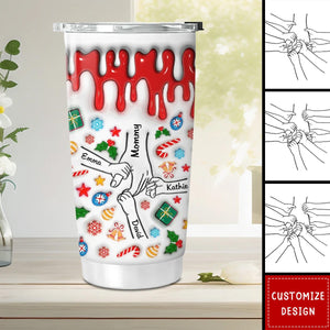 Mom, You Hold Our Hands And Our Hearts - Personalized Custom 3D Inflated Effect Tumbler