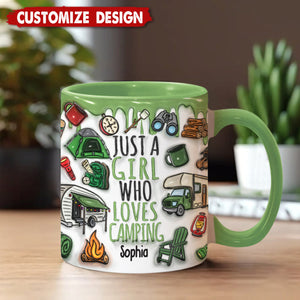 Just A Girl Who Loves Camping - Personalized Camping Accent Mug